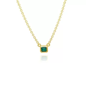 PIPER SMALL EMERALD SOLID GOLD 18K NECKLACE FILIGREE