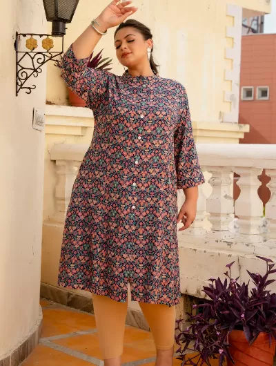 Plus Size Multicolor Cotton Kurti