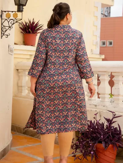 Plus Size Multicolor Cotton Kurti