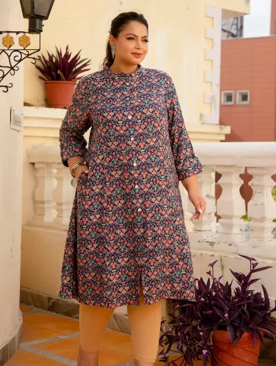 Plus Size Multicolor Cotton Kurti