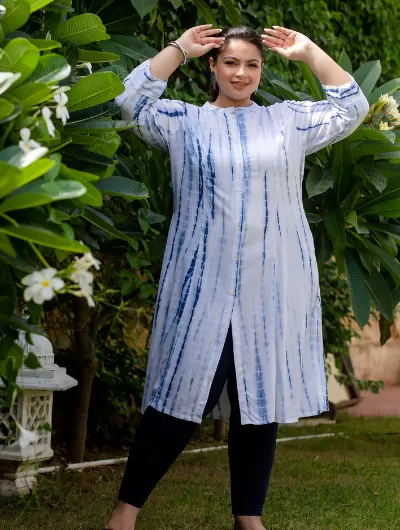 Plus Size Navy Blue  Tye Dye Kurti