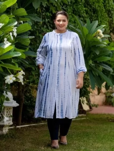 Plus Size Navy Blue  Tye Dye Kurti