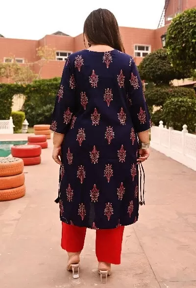 Plus Size Navy Blue Work Kurti for women