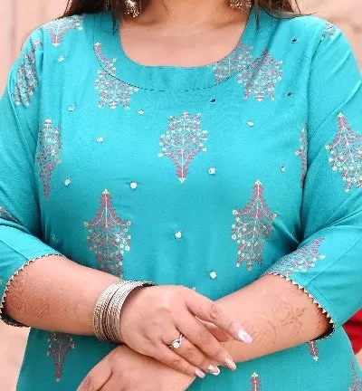 Plus Size Turquoise Kurti for women