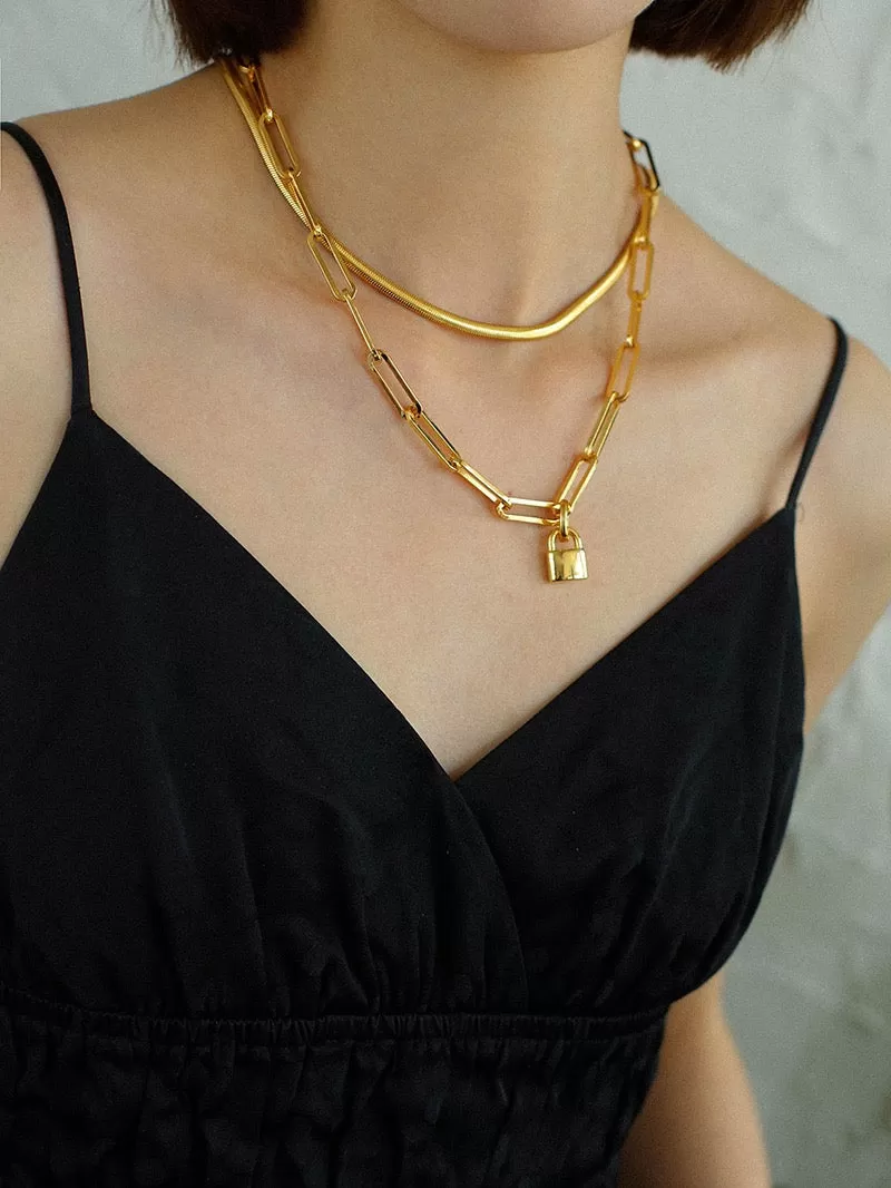 Popular Design Flat 18K Gold Plated Snake Chain Necklace