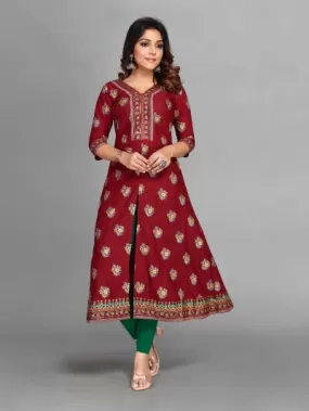 Rayon Foil Print Readymade Kurti (1pc)