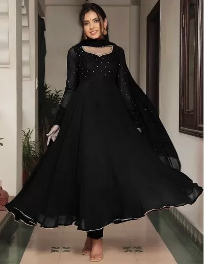 Readymade Georgette Long Anarkali Dupatta Set