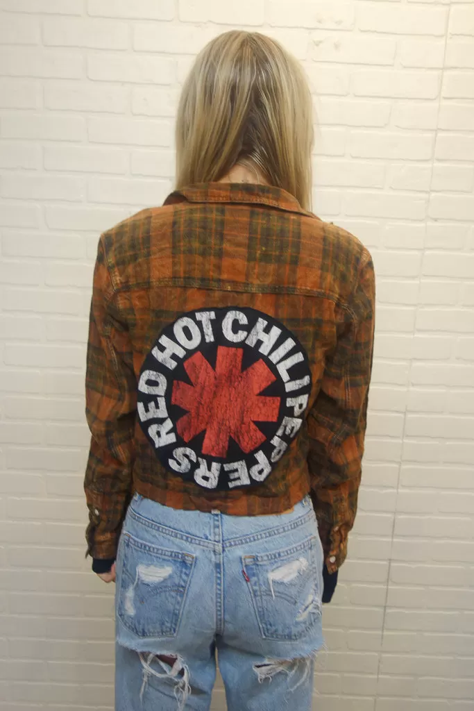 Red Hot Chili Peppers Acid Wash Cropped Flannel