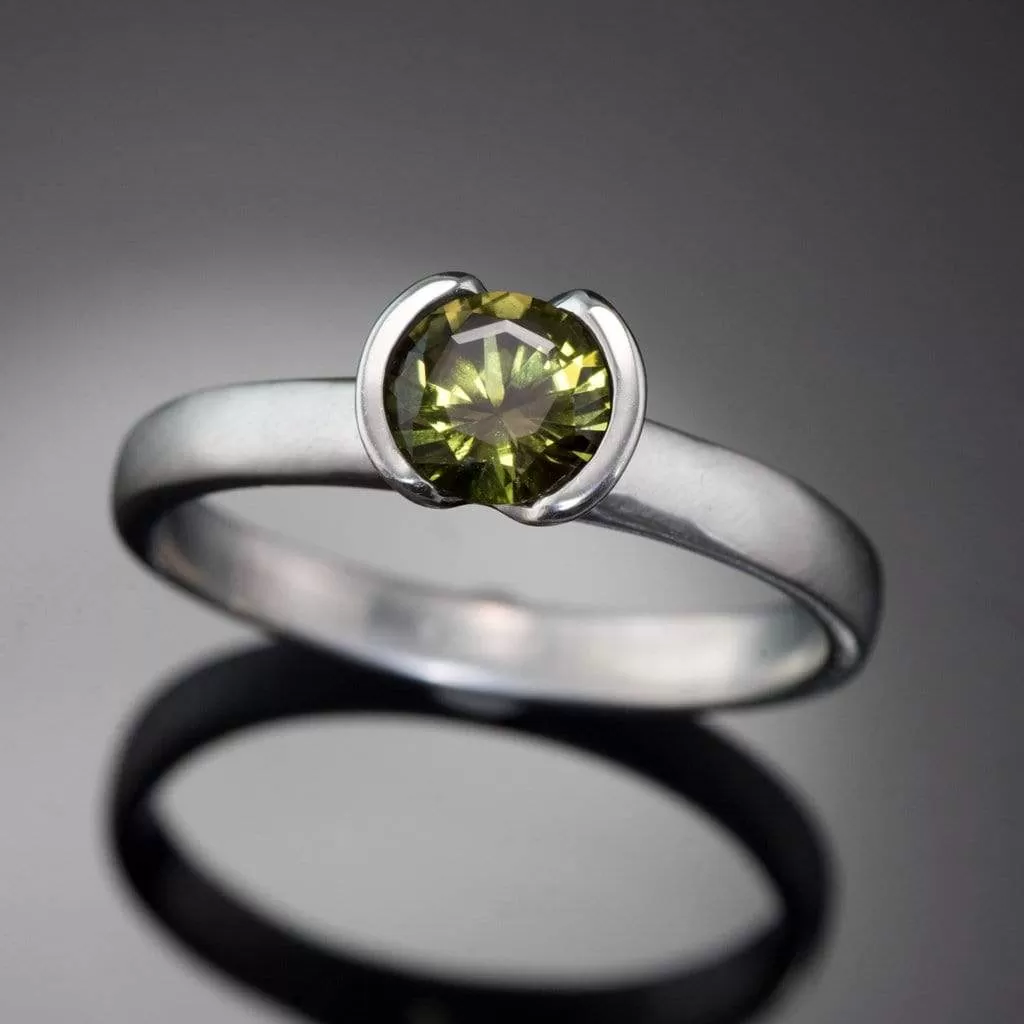 Round Custom Cut Olive Green 5.8mm/0.81ct Australian Sapphire Loose Gemstone