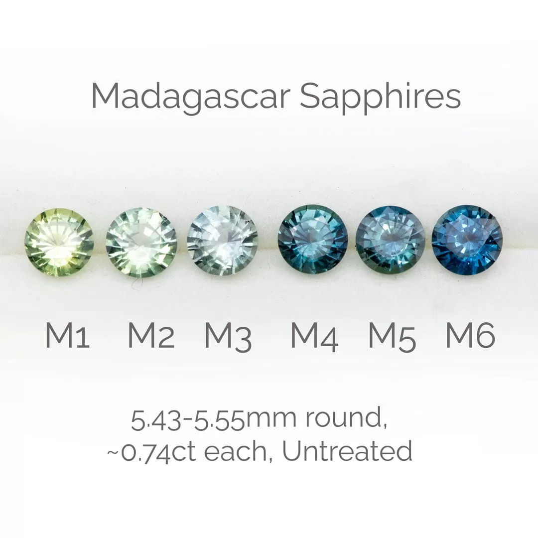 Round Teal Blue 5.4mm/0.74ct Madagascar Sapphire M4 / M5 Untreated Loose Gemstone