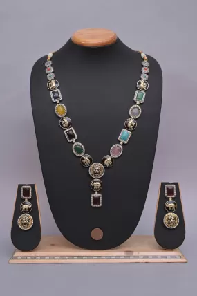 Sabysachi Inspired Marwar Style Collar Necklace Set with Curve Monalisa Stone Work