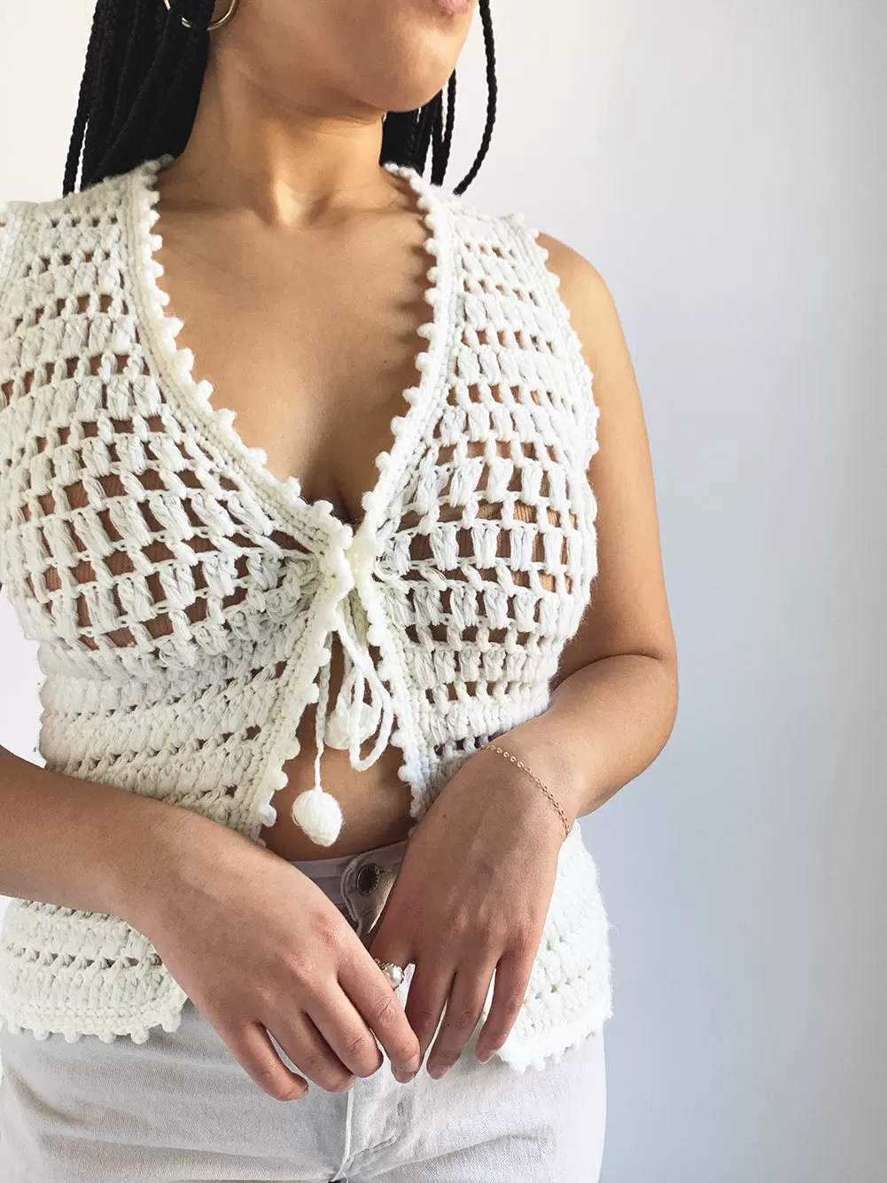 Sears Ivory Crochet Vest