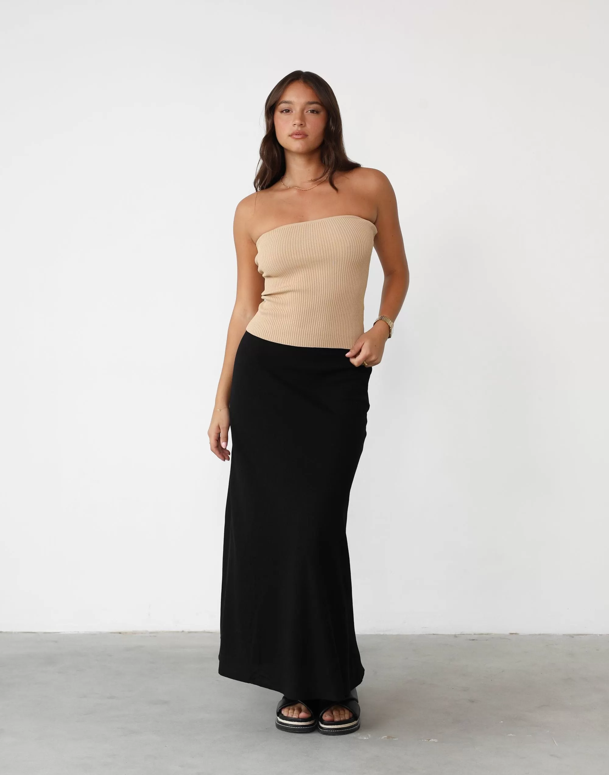 Shayna Strapless Top (Beige)