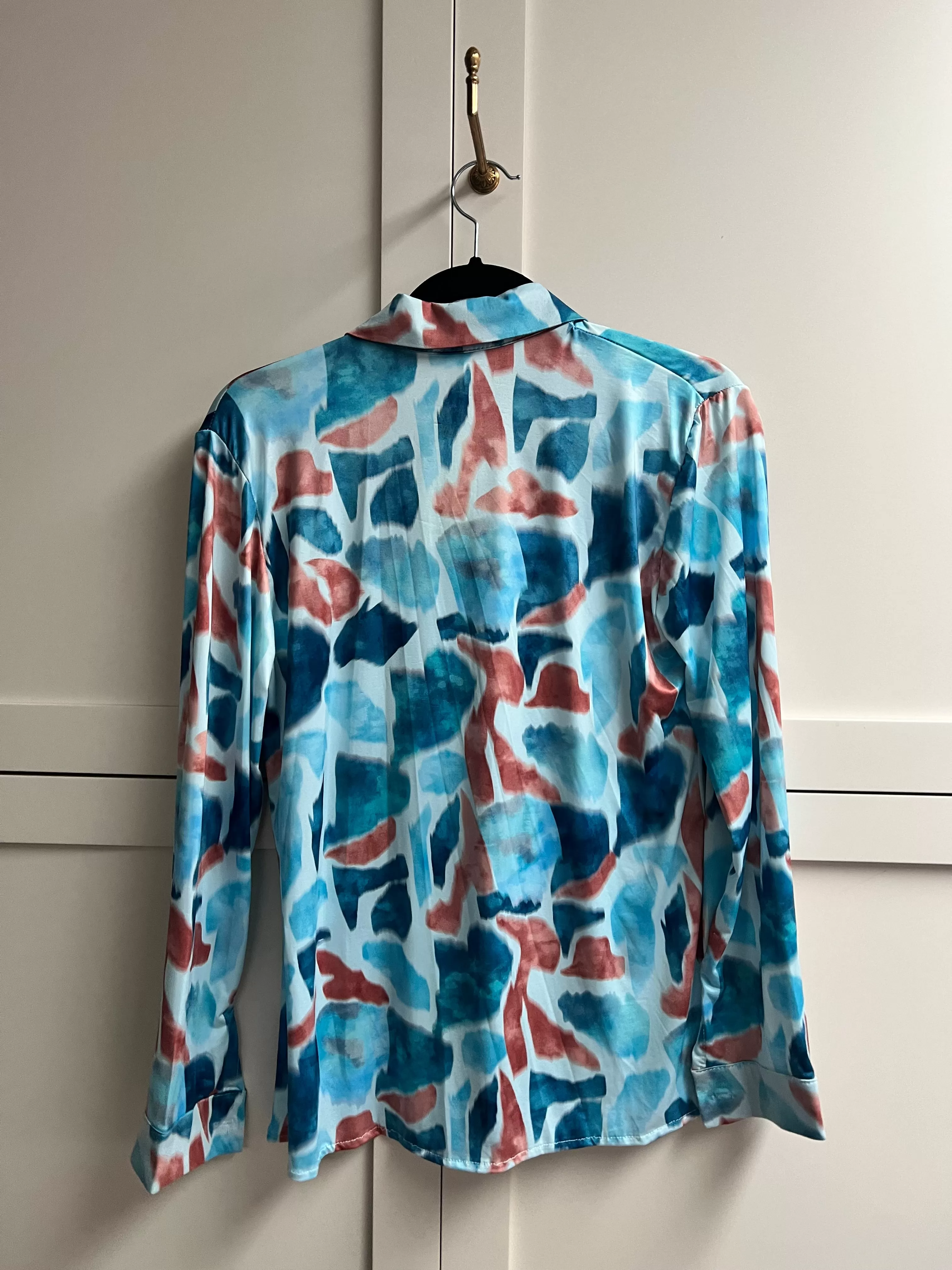 Silky Stretchy Blouse | Rust   Blue