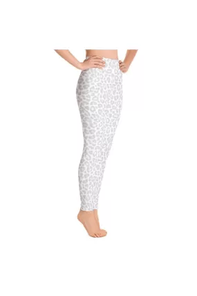 Silver & White Leopard Print Yoga Leggings