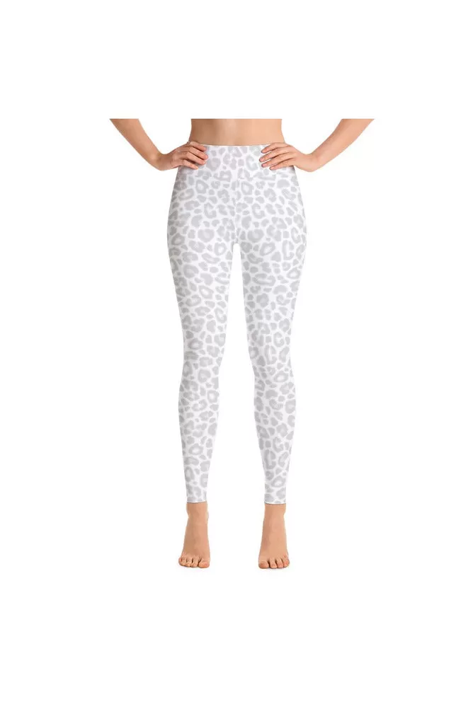 Silver & White Leopard Print Yoga Leggings