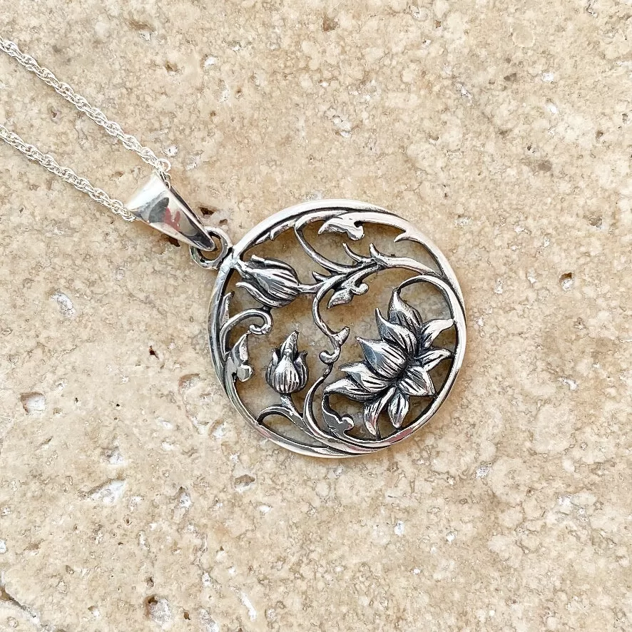 Silver Lotus Pendant