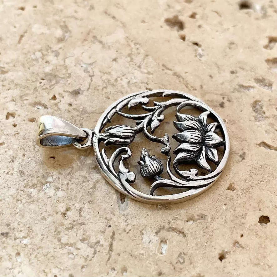 Silver Lotus Pendant