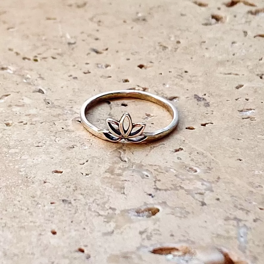 Silver Mini Boho Lotus Ring