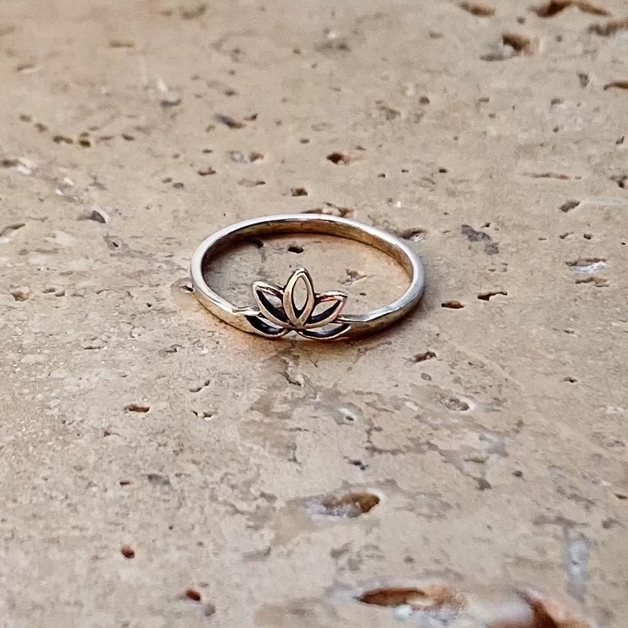 Silver Mini Boho Lotus Ring