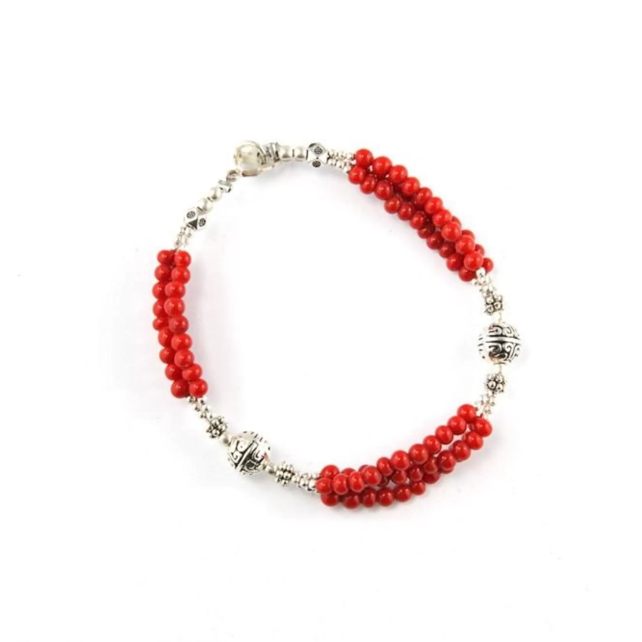 Simply Coral Tibetan Bracelet