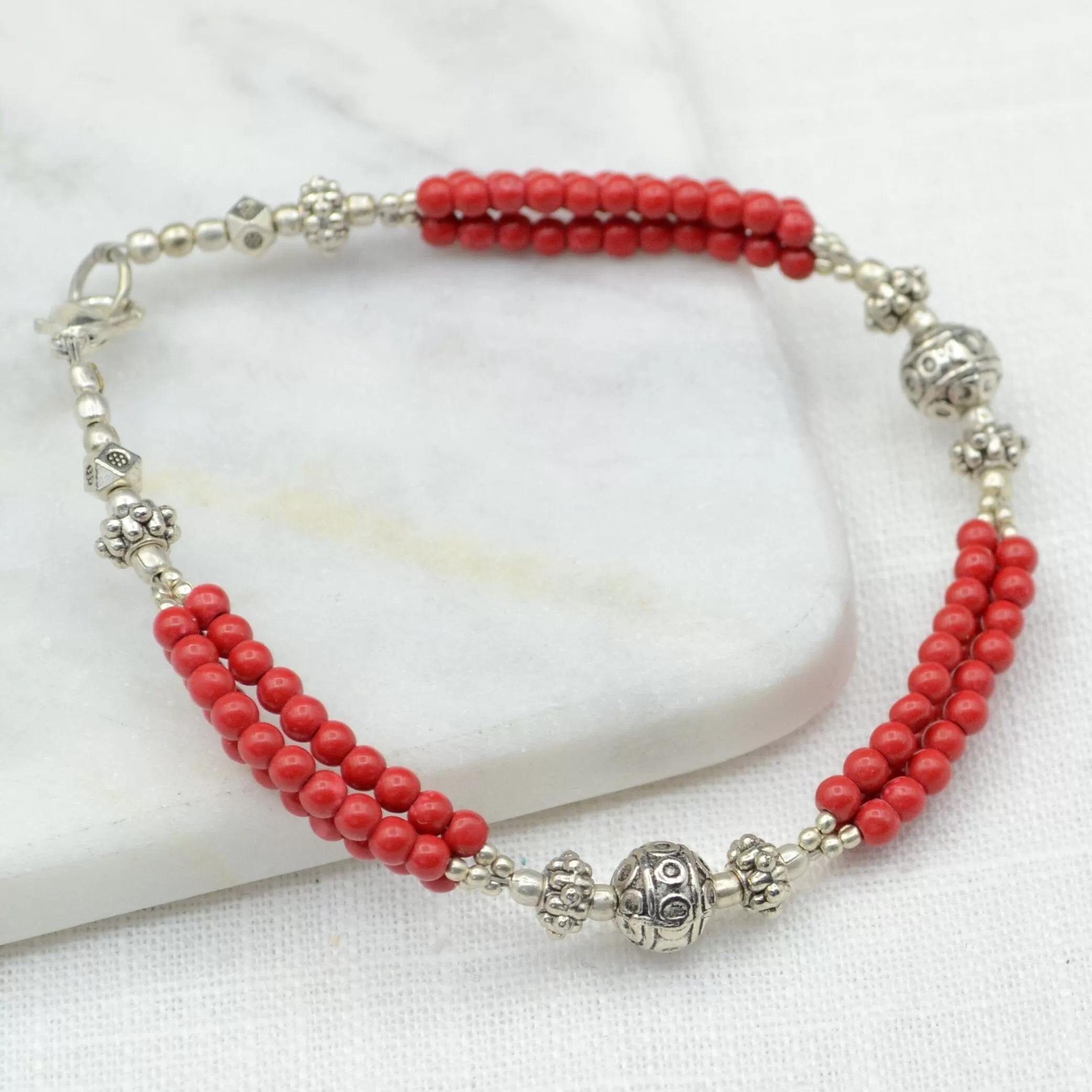 Simply Coral Tibetan Bracelet