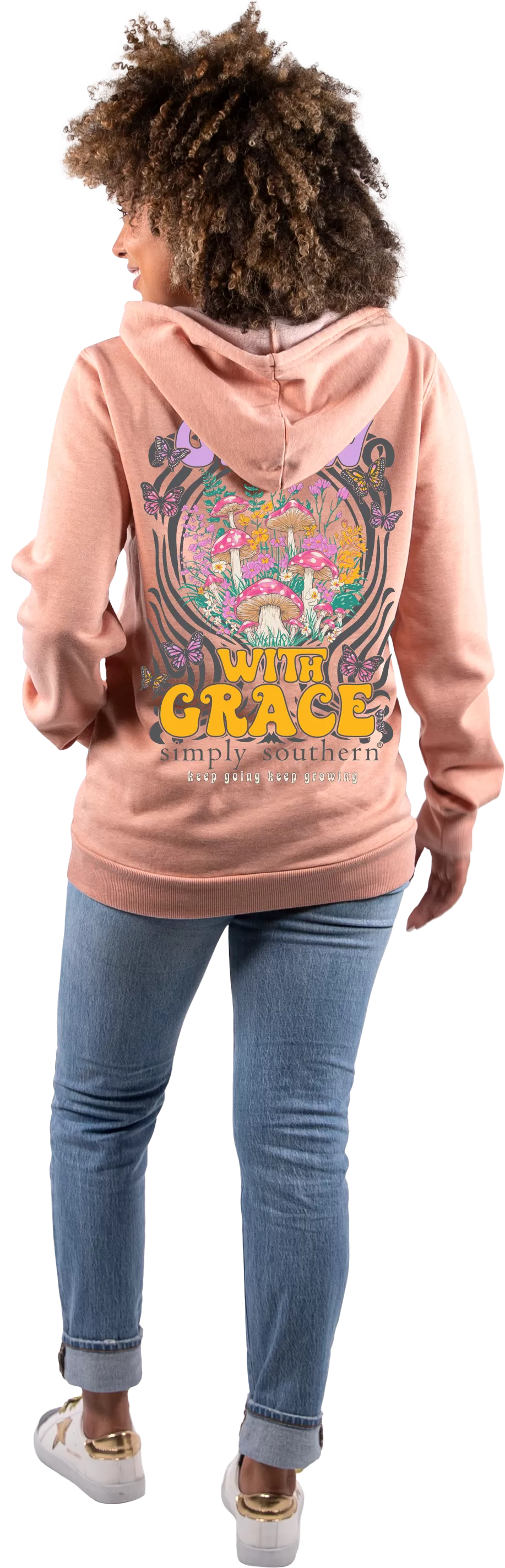 Simply Southern 'Grow with Grace' Mushroom, Flower, and Butterfly Hoodie in