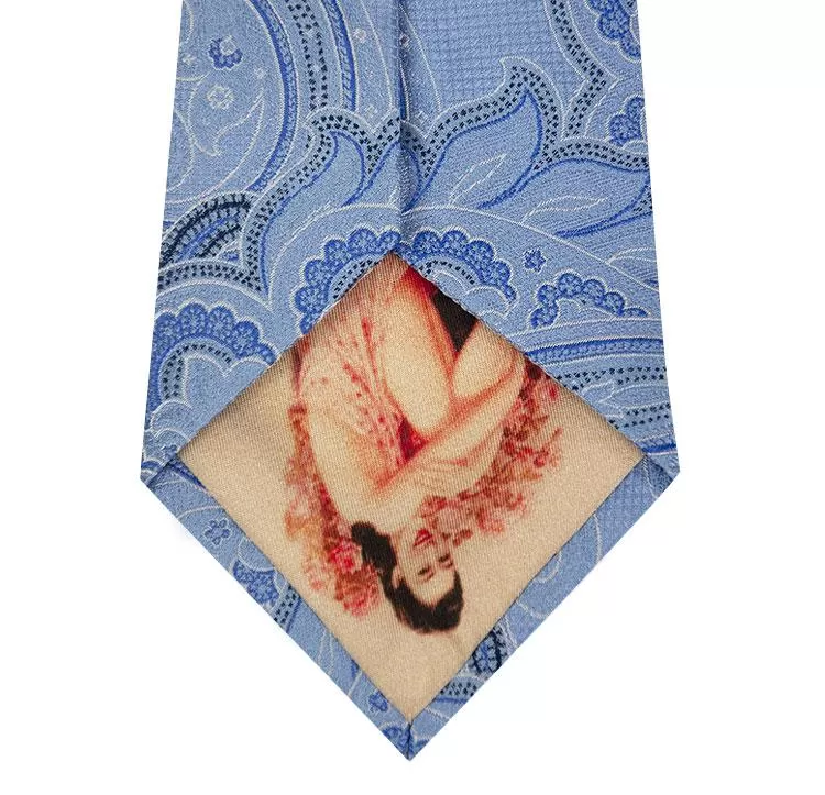 Sky Blue Paisley Silk Tie