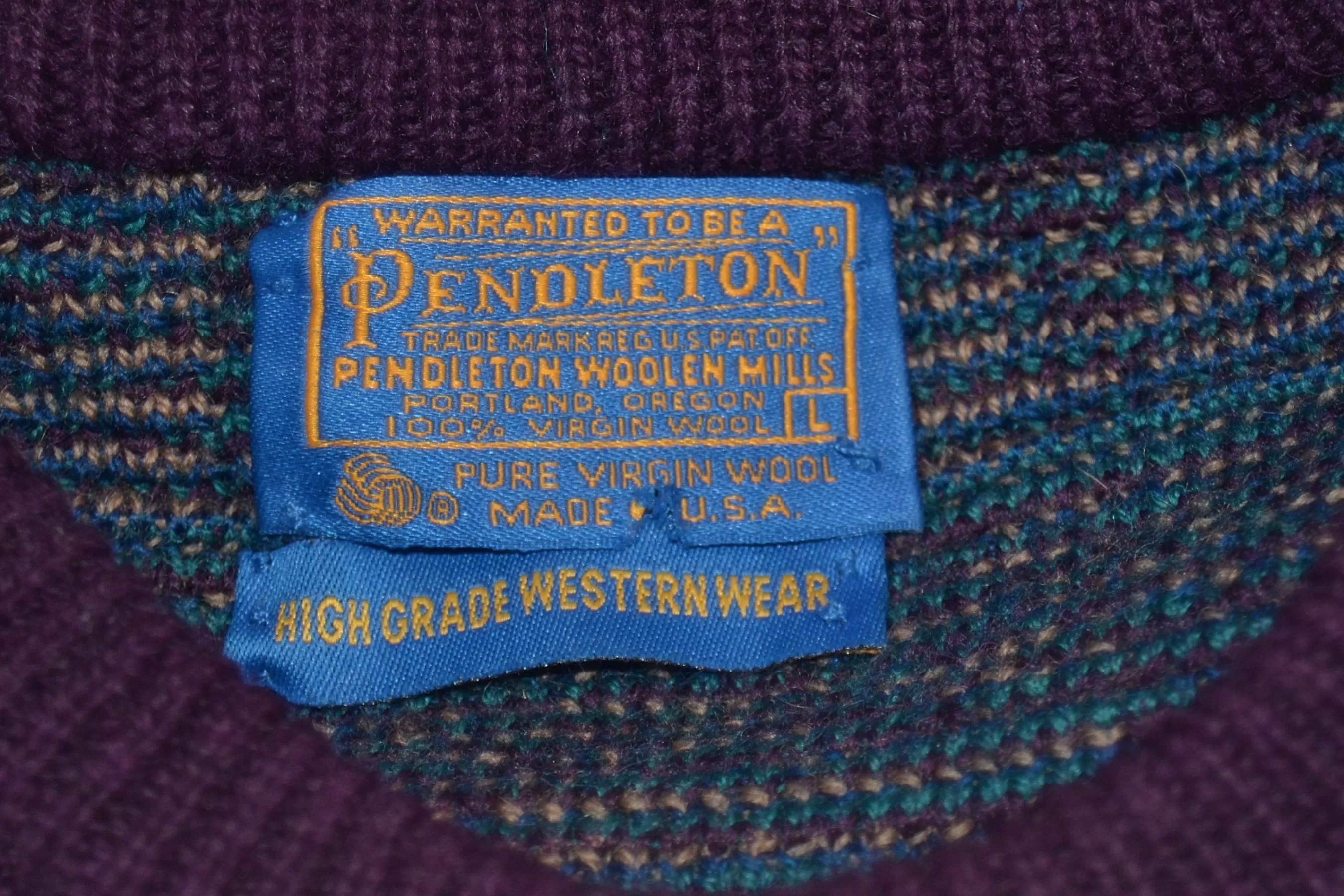 SOLD Vintage Pendleton Indian Blanket Pullover Purple Wool Sweater L