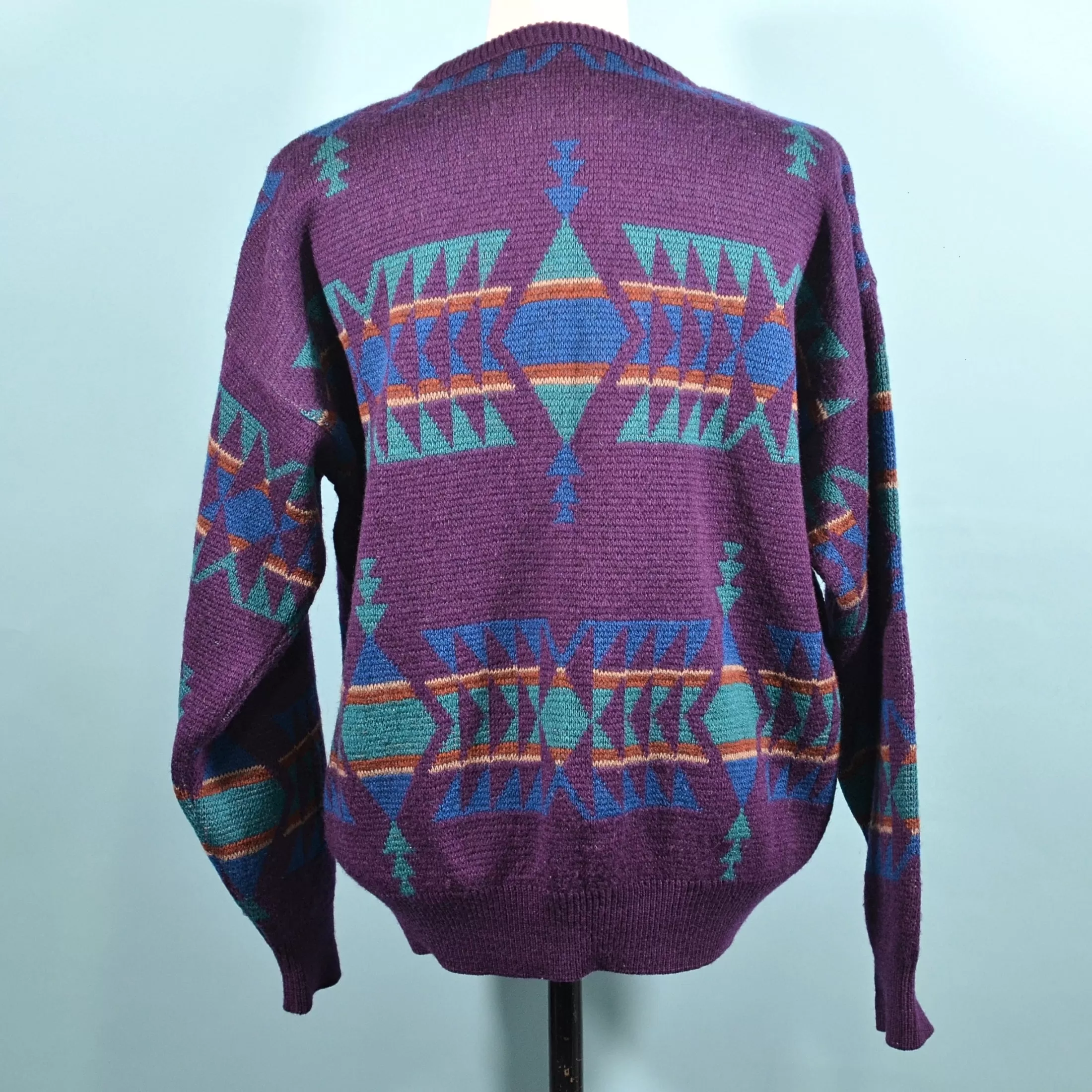 SOLD Vintage Pendleton Indian Blanket Pullover Purple Wool Sweater L