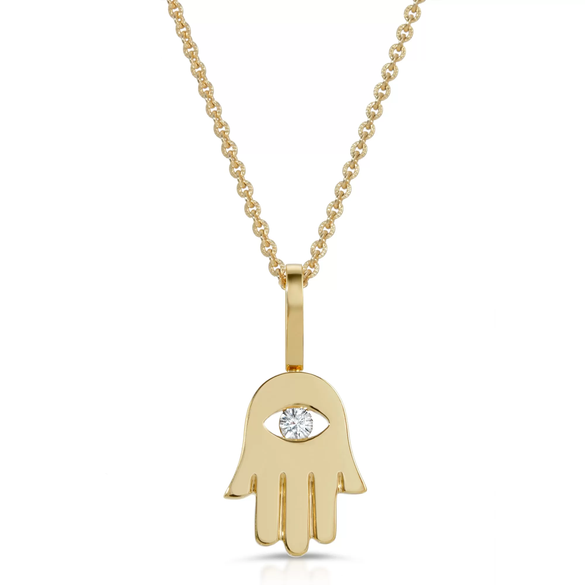 Solid 18K Hamsa Pendant