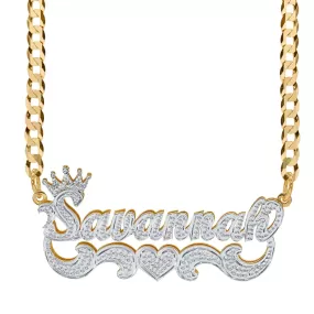 Solid Gold Crown Double Plated Name Necklace Savannah