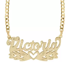 Solid Gold Double Nameplate Necklace Victoria