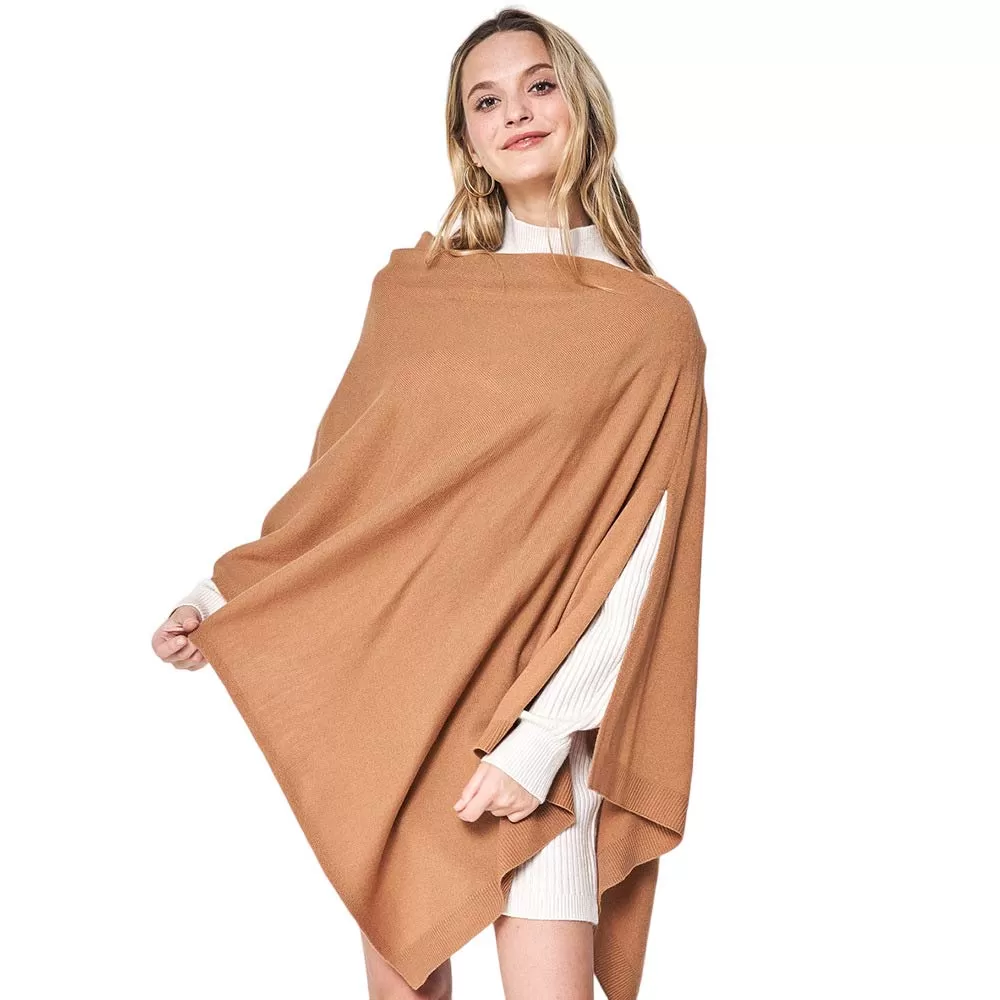 Solid Scarf Poncho