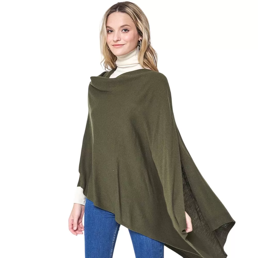 Solid Scarf Poncho