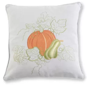 Square Pumpkin & Gourd Embroidered Pillow