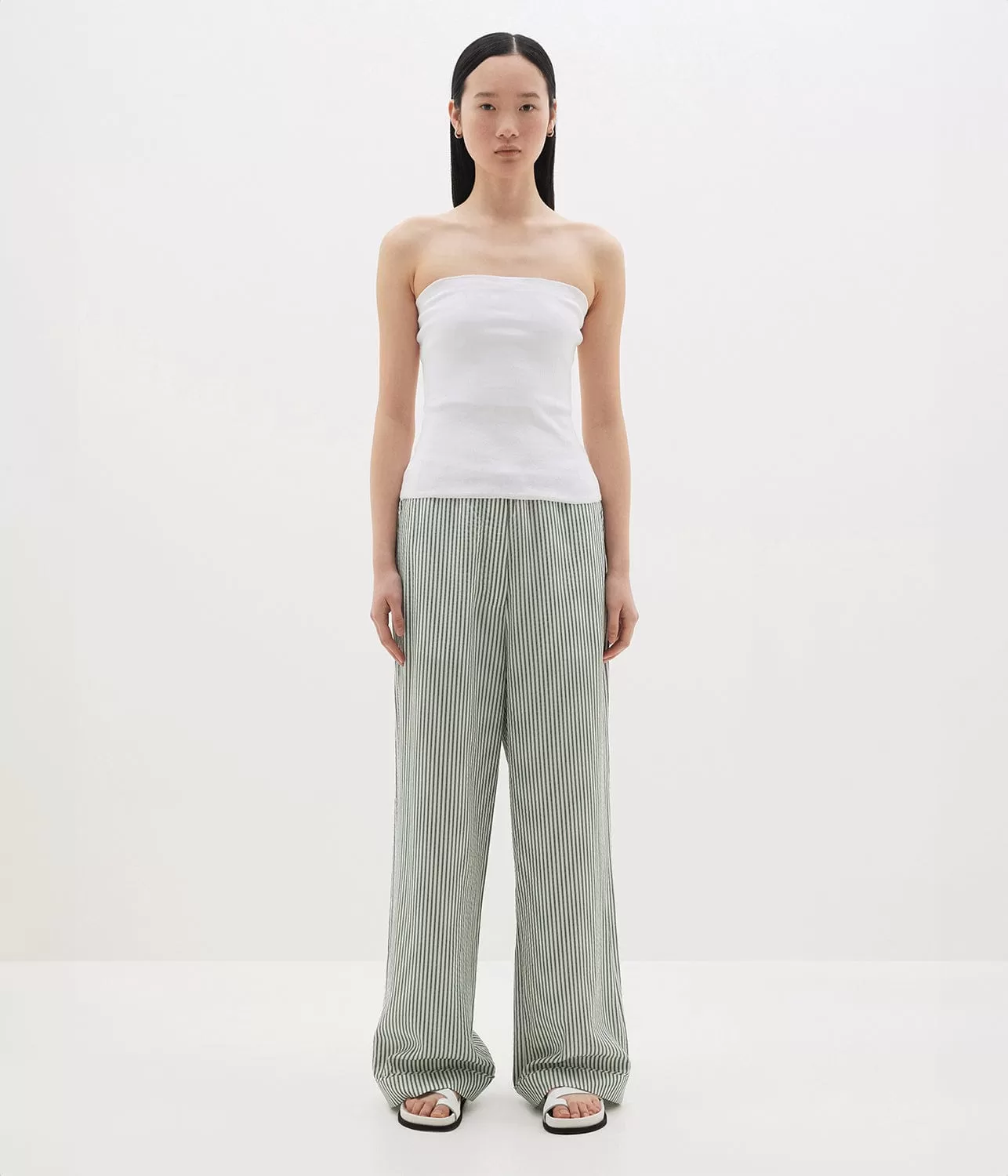 STRIPE SUMMER PANT -  GREEN / WHITE