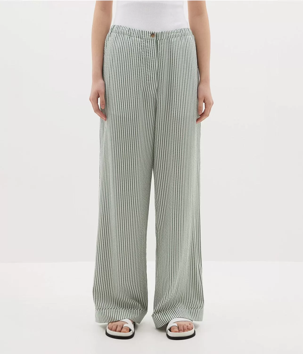 STRIPE SUMMER PANT -  GREEN / WHITE