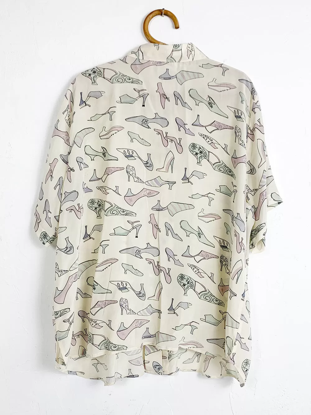 Tess Shoe Print Silk Button Up