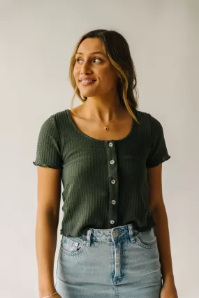 The Arleth Waffle Knit Blouse in Olive