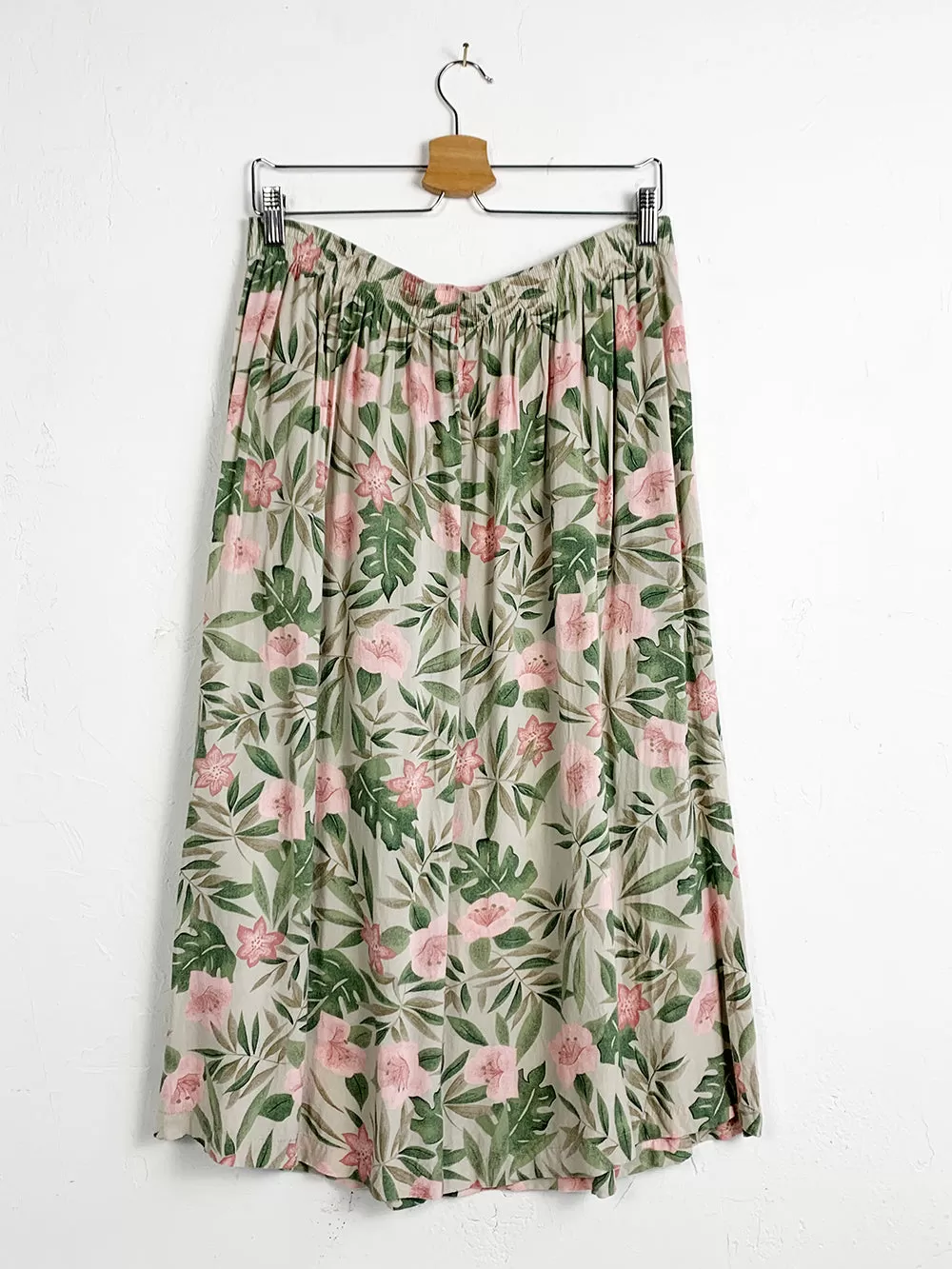 Tropical Floral Rayon Midi Skirt