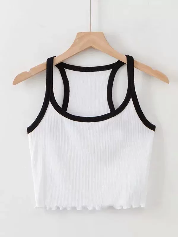 U-neck Narrow Shoulder Strap Vest Top