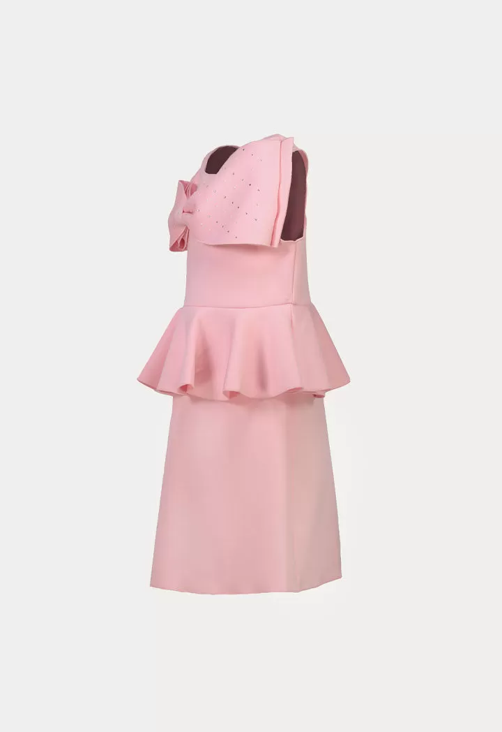 Uneven Bow Sleeveless Dress