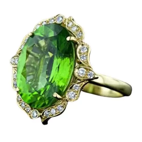 Unique Gorgeous Aesthetic Flower Design Peridot Ring