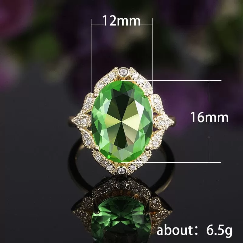 Unique Gorgeous Aesthetic Flower Design Peridot Ring