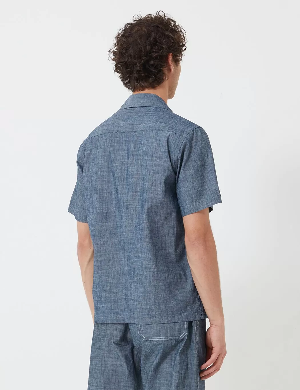 Universal Works Open Collar Shirt (Chambray) - Indigo