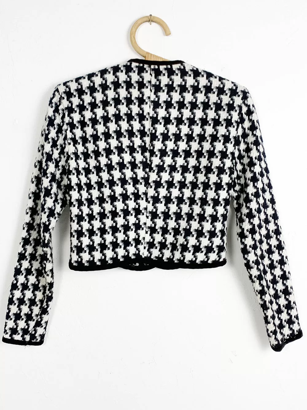 Vanity Black and White Houndstooth Cropped Jacket