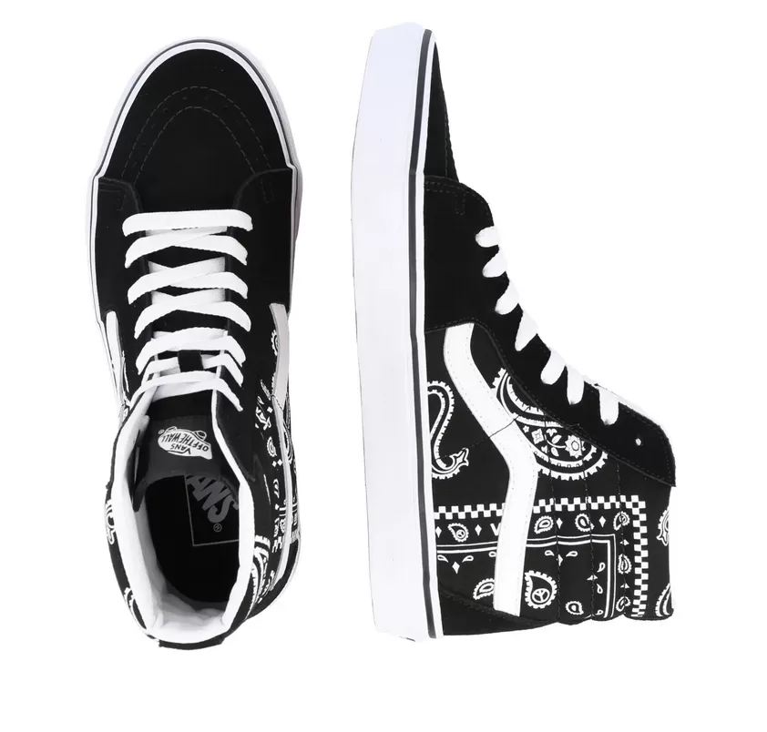 Vans women's sneakers shoe Sk8-Hi Peace Paisley VN0A5JMJB0E1 black white