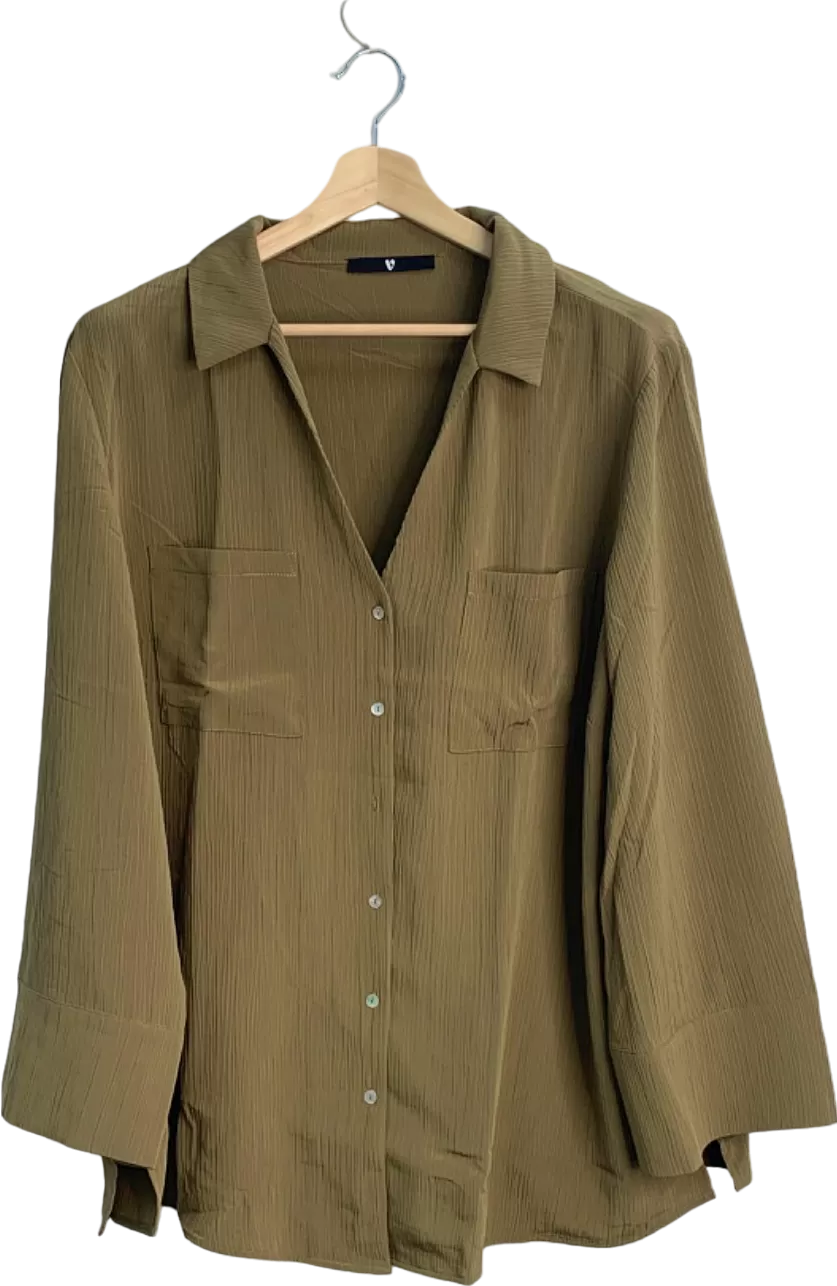 Very Olive Green Button-Down Blouse UK Size 20