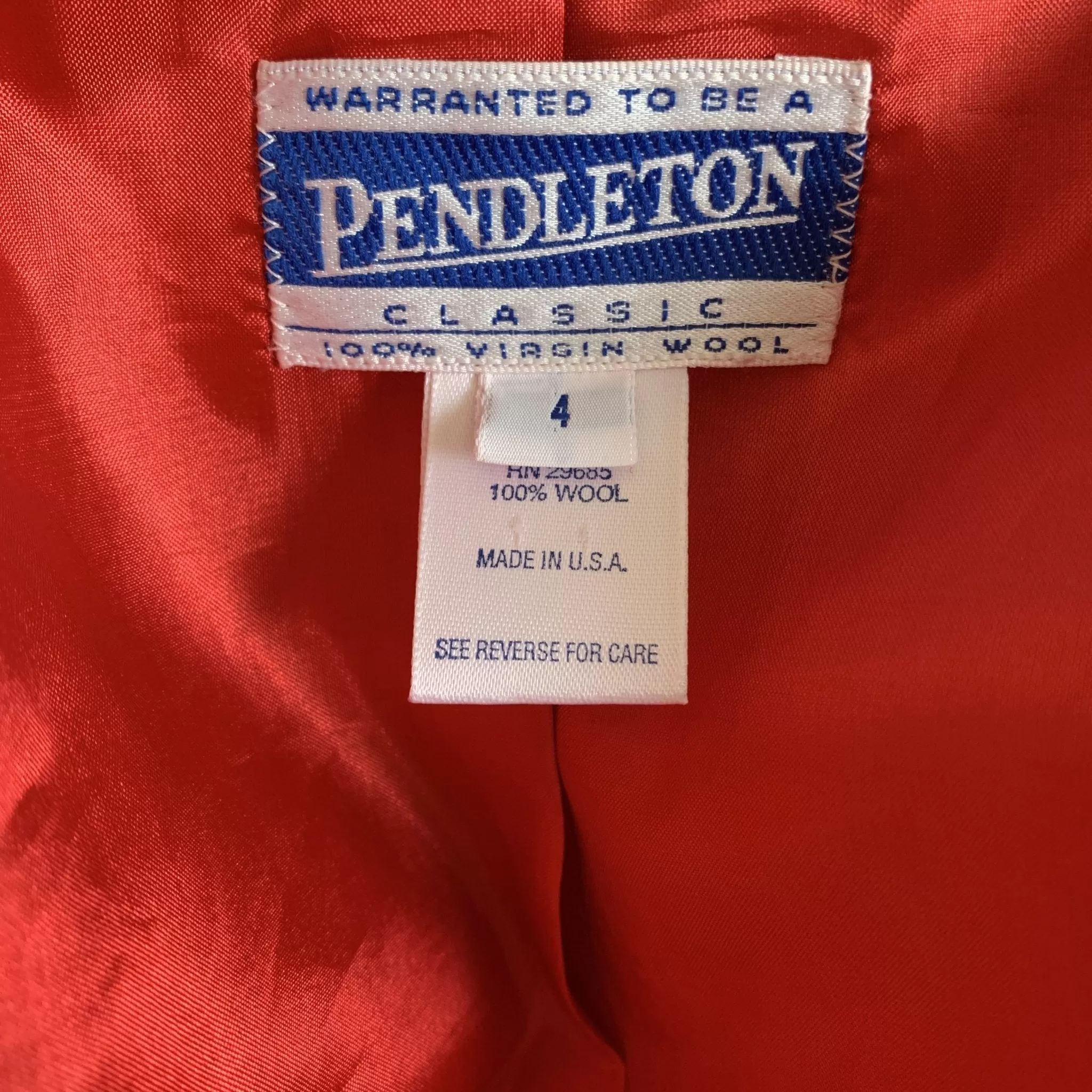 Vintage Red Wool Double Breasted Blazer from Pendleton. 1980s Boxy Style Jacket.